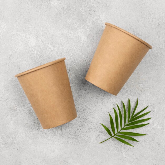 Eco friendly disposable tableware cups and leaves