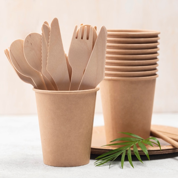 Eco friendly disposable tableware front view