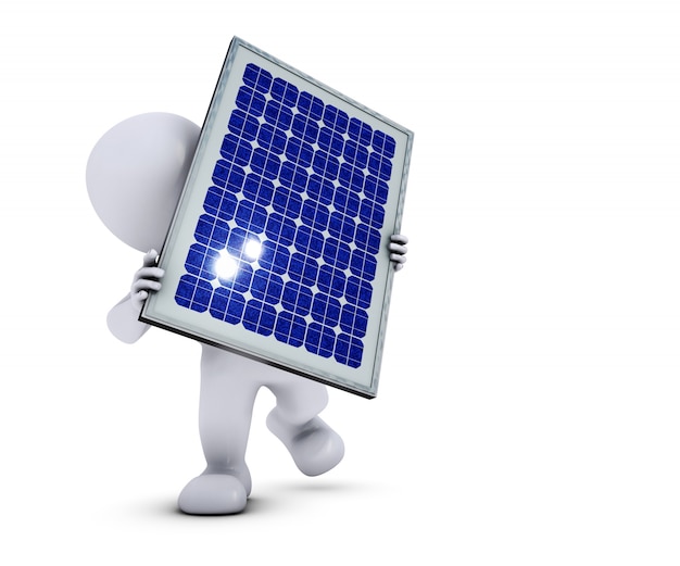 Eco man with a solar panel