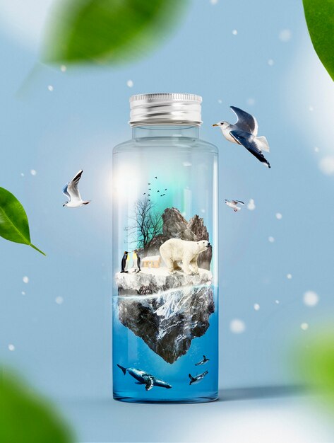 Eco message in a bottle concept