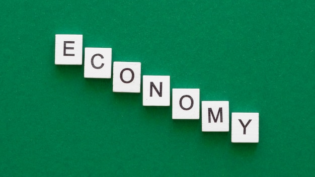 Economy word made with cubes arrangement