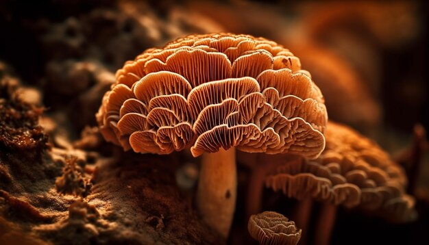 Edible mushroom yellow cap beauty in nature generated by AI