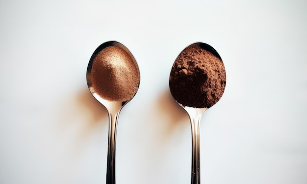 Free photo editorial photo of two spoons with instant coffee