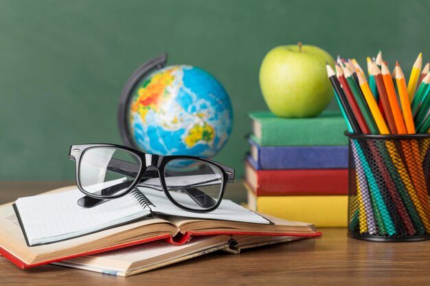 Education day assortment on a table