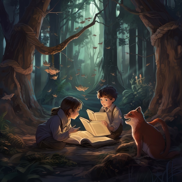 Education day scene in fantasy style and aesthetic