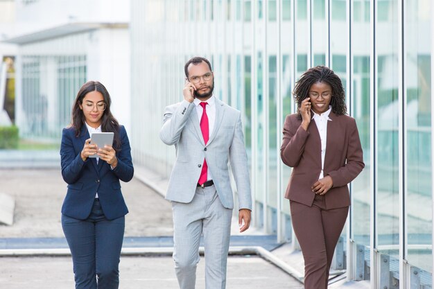 Effective business team using gadgets