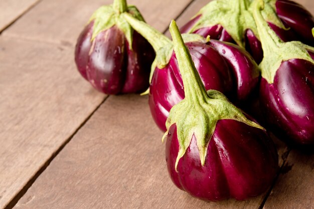 Eggplant on wood