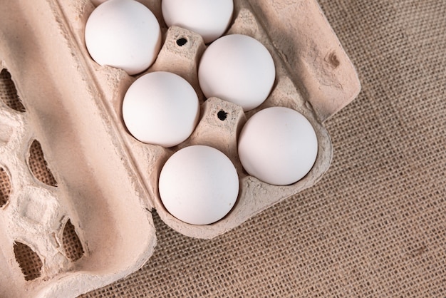 Eggs on the brown background