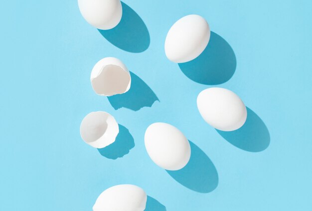 Eggs on a light blue background
