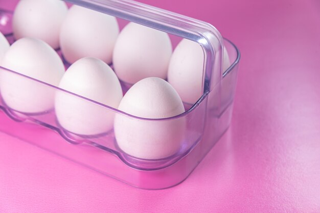 Eggs on the pink background