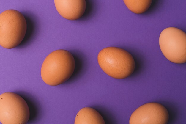 Eggs on violet background