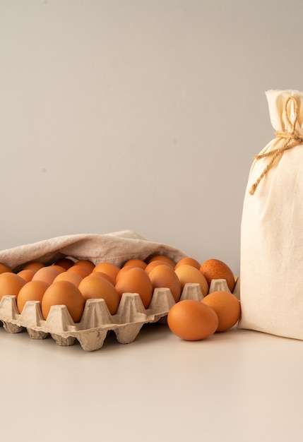 Eggs with flour and copy-space