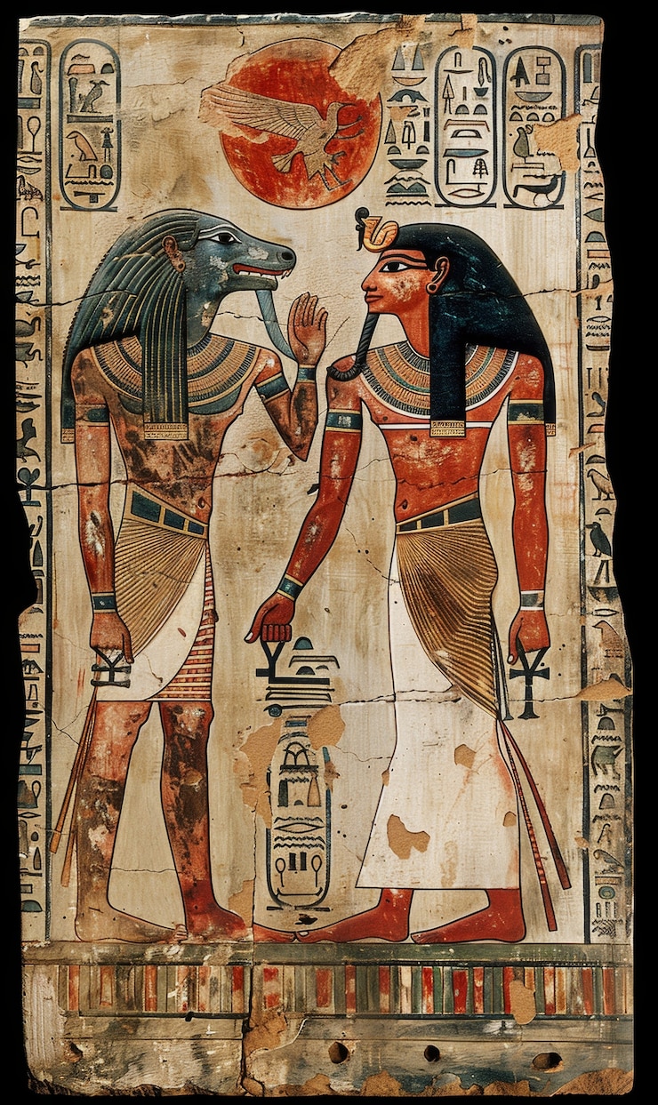 Free Photo egyptian wall with hieroglyphs