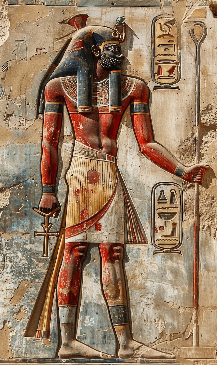 Free Photo egyptian wall with hieroglyphs