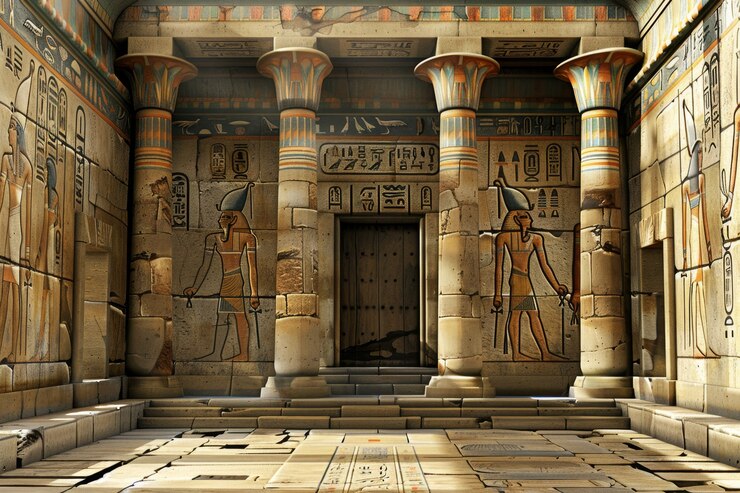 Free Photo egyptian wall with hieroglyphs