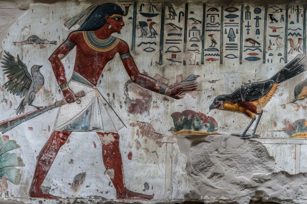 egyptian wall with hieroglyphs