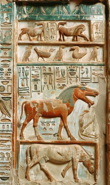 Egyptian wall with hieroglyphs