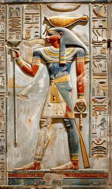 egyptian wall with hieroglyphs