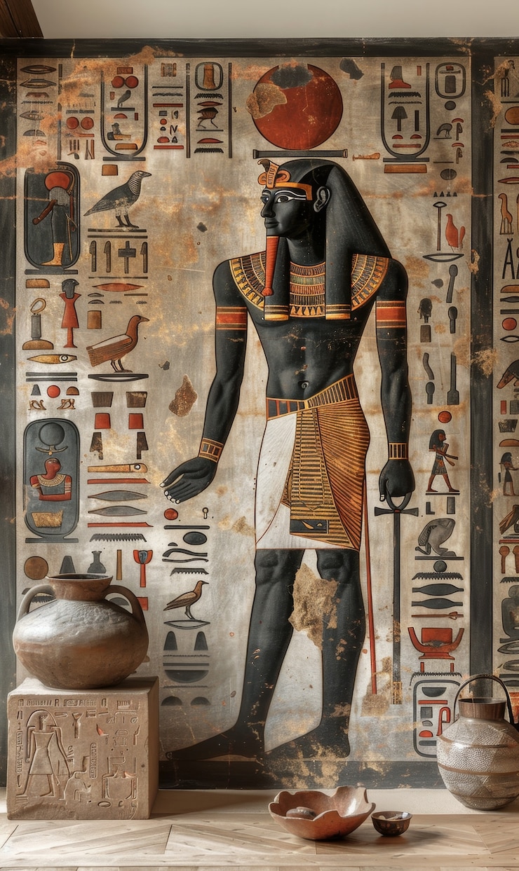 Free Photo egyptian wall with hieroglyphs