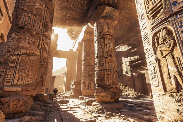 egyptian wall with hieroglyphs