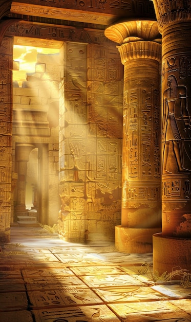 egyptian wall with hieroglyphs