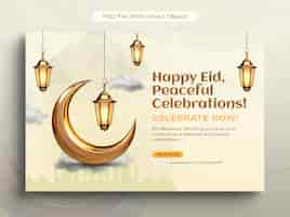 Free photo eid al fitr celebration banner design template