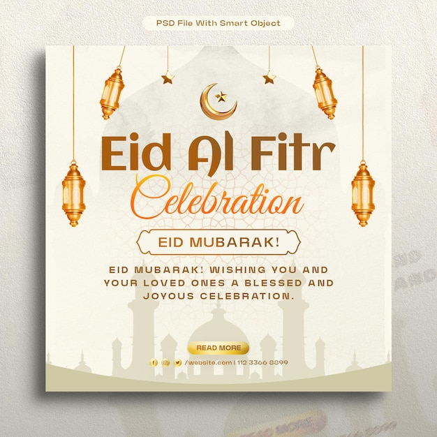 Eid Al Fitr Celebration Social Media Post Design Template
