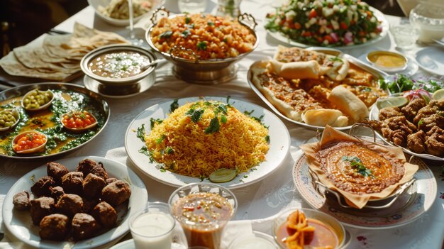 Eid al-fitr celebration with delicious food