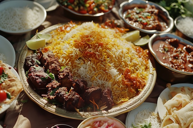 Празднование Ид аль-Фитр с вкусной едой