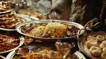 Бесплатное фото Празднование ид аль-фитр с вкусной едой