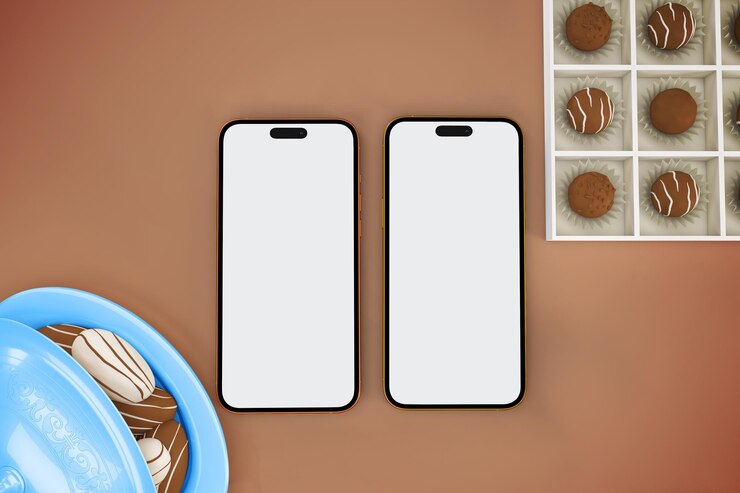 無料Photo イード電話とチョコレートの正面図