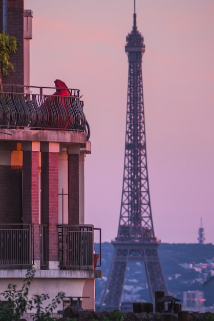 Foto gratuita torre eiffel, parigi francia durante il tramonto