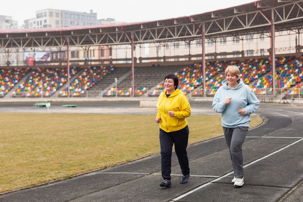 Elder women running