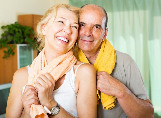 Elderly couple after training