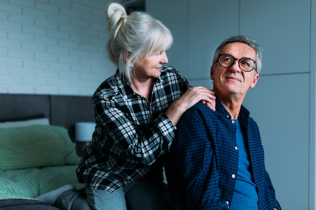 Elderly couple in retirement home