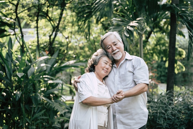 Elderly couples dancing together