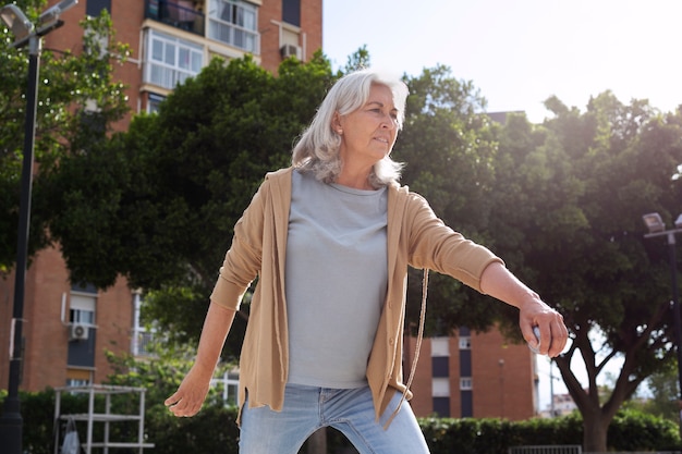 Elderly friends playing petanque