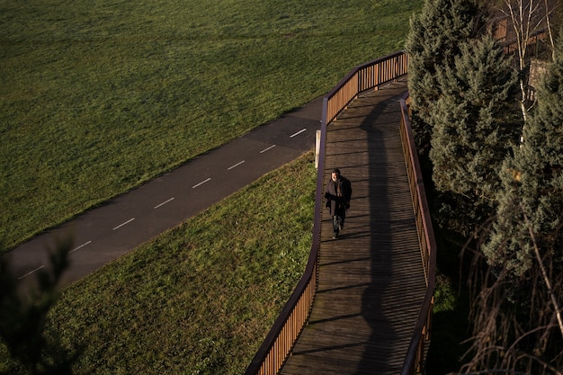 Elderly man taking a stroll