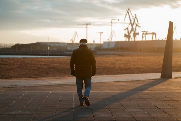 Elderly man taking a stroll