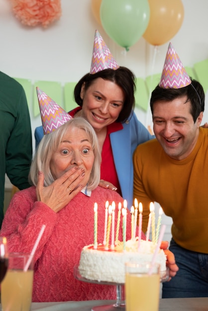 Elderly people celebrating their birthday