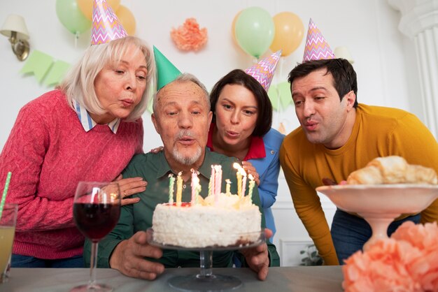 Elderly people celebrating their birthday