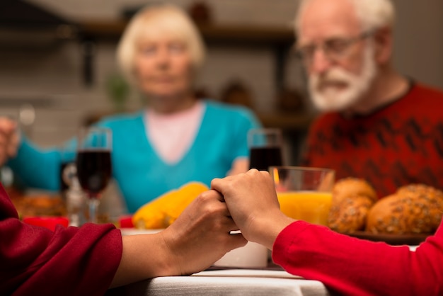 Elderly people at the dinning table