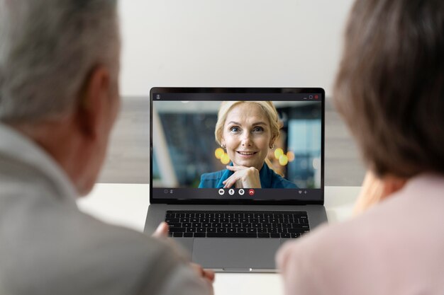 Elderly people making a video call