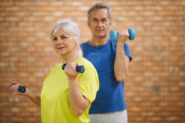 Elderly people working out