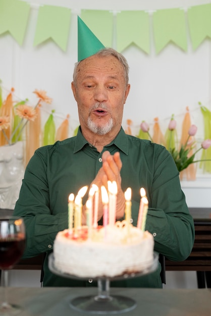 Elderly person celebrating their birthday