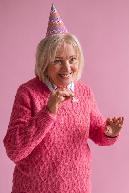 Elderly person celebrating their birthday