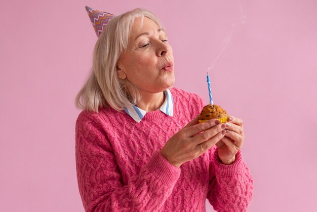 Elderly person celebrating their birthday