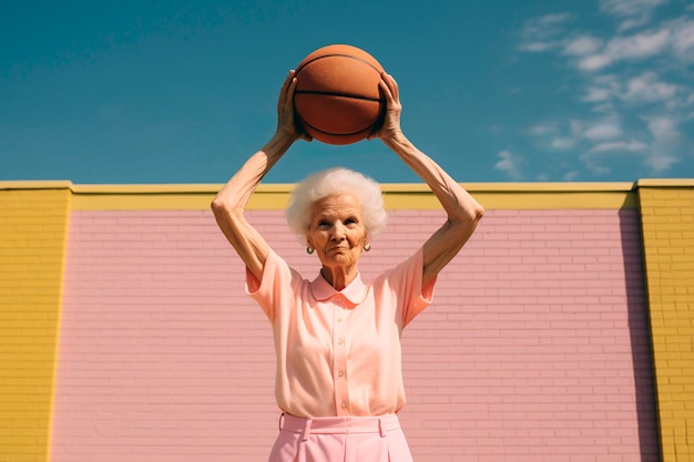 Elderly person doing sport