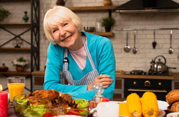 Elderly woman looking at the camera