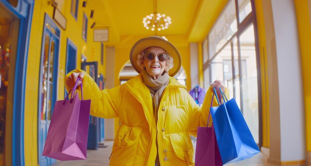 elderly woman shopping during customer day